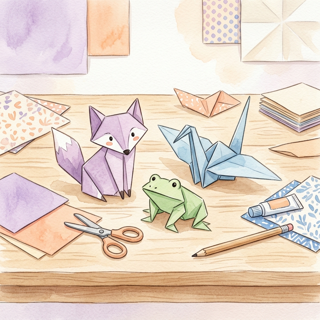 Paper Folding activity — origami fox, crane and frog